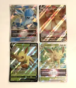 Pokemon TCG 4 Card Lot Glaceon Vstar, Eevee Vmax, Leafeon V, & Leafeon Vstar NM - Image 1