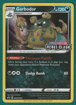 Pokemom Staff Exclusive Garbodor SWSH025 Promo Card - Rare - Image 1