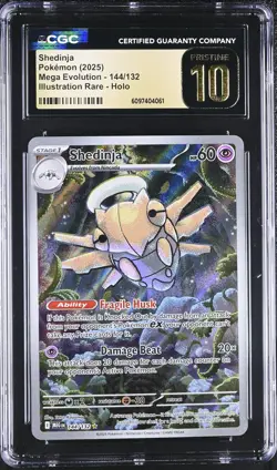 CGC Pristine 10 Shedinja 144/132 Illustration Rare Mega Evolution Pokemon Card - Image 1