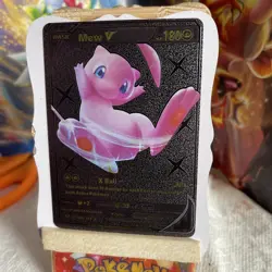 Mew V Black Foil Fan Art Hp180 X Ball Pokemon Card NM - Image 1