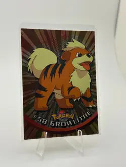 Topps Pokemon TV Animation Series 1 HOLO FOIL Embossed Rays Growlithe 58 LP - Image 1