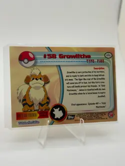Topps Pokemon TV Animation Series 1 HOLO FOIL Embossed Rays Growlithe 58 LP - Image 2