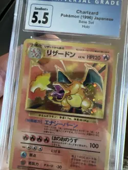 SWIRL !! 1996 POKEMON BASE SET JAPANESE #6 CHARIZARD ~ HOLO CGC 5.5 - Image 2
