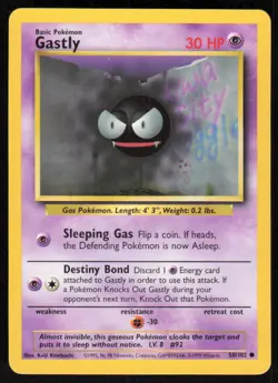 1999 Pokemon Game Base Set #050/102 Gastly Common - Image 1