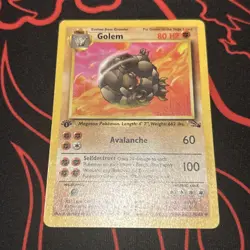Pokemon Golem 1st Edition 36/62 Vintage Fossil HP - Image 1