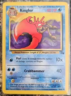 1999 Pokemon Fossil Set Kingler 38 NM or Better - Image 1