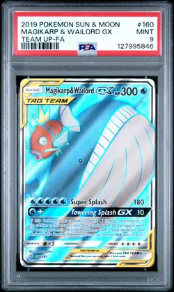 Magikarp & Wailord GX 160/181 Pokemon Sun & Moon 160 Tag Team Team Up MINT PSA 9 - Image 1