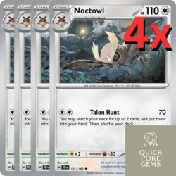 4x Noctowl 127/162 Playset Cosmo Holo - Pokemon S/V Temporal Forces TCG - Image 1