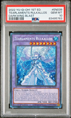 PSA 10 Yu-Gi-Oh! Tearlaments Rulkallos 1st Edition SECRET RARE DABL-EN039 - Image 1