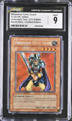 Yugioh CGC 9 Obnoxious Celtic Guardian CT1-EN006 Secret Rare Limited Edition Tin - Image 1