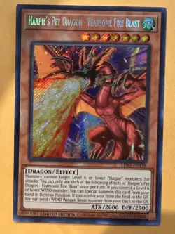 Yugioh Harpie’s Pet Dragon - Fearsome Fire Blast LDS3-EN138 Secret Rare NM - Image 1