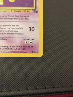 Pokemon TCG Hypno English LP/MP 8/62 Fossil Holo Rare Vintage Card - Image 4