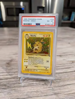 1999 Pokemon Fossil - #14 Raichu Holo - PSA 6 Graded Trading Card - Image 1