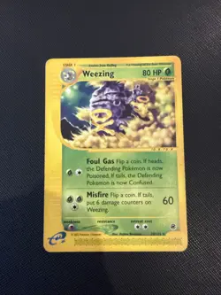 Weezing 70/165 RARE Pokemon Expedition E Reader Series Card TCG NM 2002 Damaged - Image 1