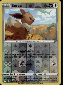 Eevee Common SWSH07: Evolving Skies 125/203 Colorless Reverse Holo Pokemon Card - Image 1