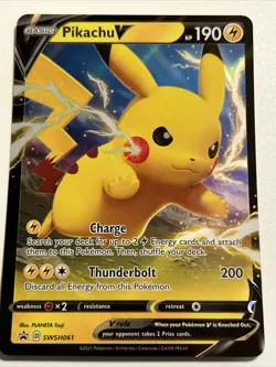 Pikachu V #SWSH61 , Holo Black Star Promo 2021 Pokemon, Sword & Shield Promos, - Image 1