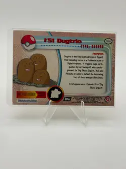 1999 Topps Pokemon TV #51 Dugtrio Silver Foil Black Logo (Rays 2nd Print) LP - Image 2
