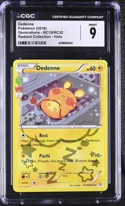 CGC 9 DEDENNE RC 10 RADIANT COLLECTIONS GENERATIONS XY POKEMON MINT - Image 1