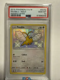 Swablu Pokemon TCG SV42/SV94 Hidden Fates: Shiny Vault Holo PSA 10 - Image 1