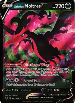 Pokemon TCG Galarian Moltres V Ultra Rare SWSH06: Chilling Reign 097/198 NM - Image 1