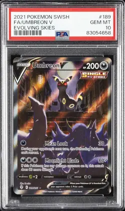 2021 POKEMON SWORD & SHIELD EVOLVING SKIES #189 FULL ART/UMBREON V PSA 10 - Image 1