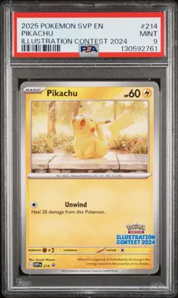 2025 POKEMON SVP EN-SV BLACK STAR PROMO ILLUSTRATION CONTEST 2024 PIKACHU PSA 9 - Image 1