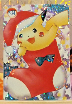 POKEMON POCKET MONSTERS VENDING PRISM STICKER 334 PIKACHU CHRISTMAS - Image 1