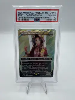 MTG Final Fantasy Aerith Gainsborough Borderless Surge Foil PSA 10 - Image 1