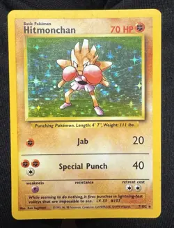 Pokemon Hitmonchan 7/102 Base Set Holo Rare 1999 WOTC Authentic MP - Image 1