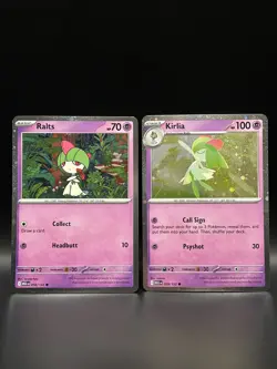 Cosmo Holo Ralts 058/132 Kirlia 059/182 - Pokemon Mega Evolution Cards - NM - Image 1