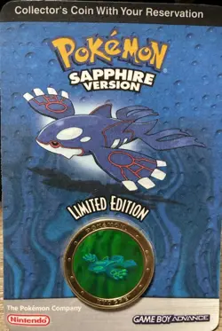Pokemon - Sapphire Kyogre Limited Edition Holographic Collectible Coin Sealed - Image 1