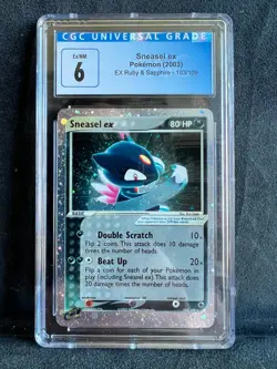 2003 Baseset Sneasel EX 103/109 Pokemon TCG EX Ruby & Sapphire CGC 6 - Image 1