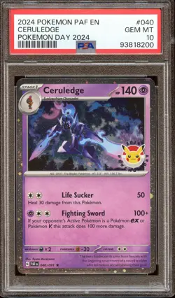 PSA 10 CERULEDGE 2024 POKEMON DAY STAMPED PROMO PALDEAN FATES 040 POKEMON TCG - Image 1