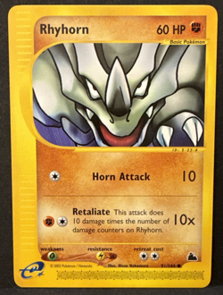 Pokemon Card - Rhyhorn Skyridge 91/144 Non Holo - LP - Image 1