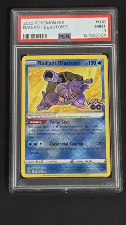 PSA 9 Radiant Blastoise 018/078 Pokemon Go Holo Rare Pokemon 2022 - Image 1
