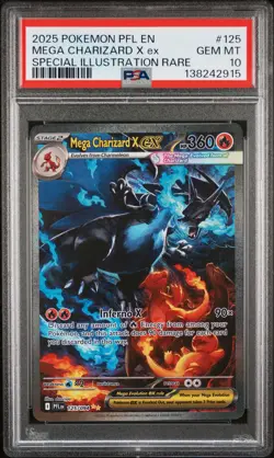 2025 POKEMON PFL EN-PHANTASMAL FLAMES #125 MEGA CHARIZARD X EX PSA 10 - Image 1