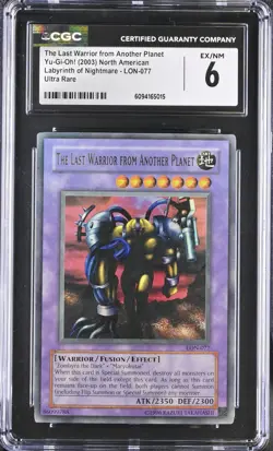Yugioh CGC 6 FADED ERROR The Last Warrior From Another Planet LON-077 Super Rare - Image 1