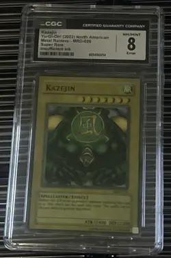Yugioh CGC 8 FADED ERROR Kazejin MRD-026 Super Rare MISPRINT INSUFFICIENT INK - Image 2