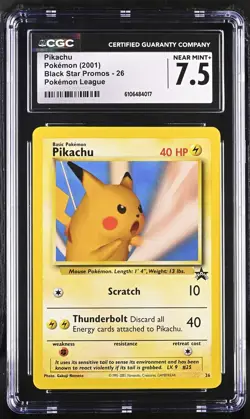 CGC 7.5 Pikachu 2001 Black Star Promos 26 Pokemon League Graded Pokemon Card - Image 1