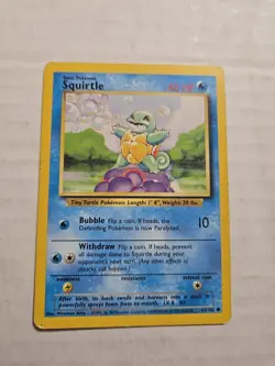 Squirtle 63/102 - Common 1999 English Base Set Pokemon Card - - Image 1