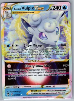 Alolan Vulpix VSTAR 034/195 SWSH12: Silver Tempest - Pokemon Card - NM - Image 1