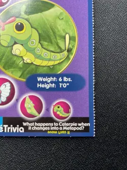 Caterpie #10 Poke Trivia Burger King Pokemon Card Nintendo 1999 LP/DMG - Image 4