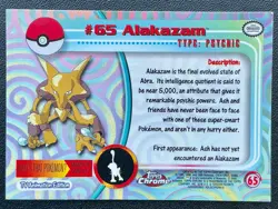 Pokemon #65 Alakazam Card Foil Holo Topps Chrome 2000 TV Animation Series 1 - Image 3