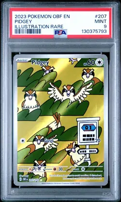 2023 POKEMON OBF EN-OBSIDIAN FLAMES ILLUSTRATION RARE #207 PIDGEY PSA 9 - Image 1
