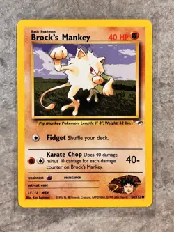 Brock's Mankey 068/132 Pokemon TCG Gym Heroes WOTC Vintage Regular (Near Mint)N1 - Image 1