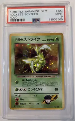 1998 POKEMON JPN GYM #123 ROCKET'S SCYTHER-HOLO PSA 9 - Image 1