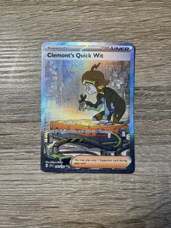 Pokemon Surging Sparks 243/191 Clement’s Quick Wit Special Illustration Rare-NM - Image 1
