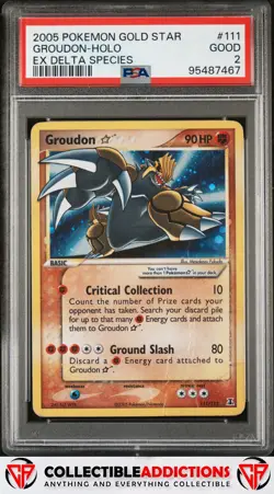 2005 Pokemon Ex Delta Species #111 Groudon Holo Ex Delta Species PSA 2 - Image 1