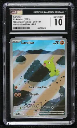 Larvitar Illustration Rare Pokemon SV03: Obsidian Flames CGC 10 Gem Mint - Image 1