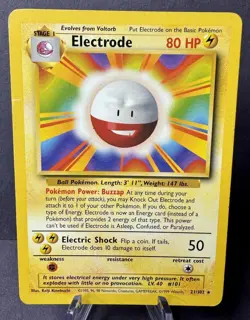 Pokemon TCG: Electrode 21/102 Base Set Regular Unlimited WOTC LP - Image 1